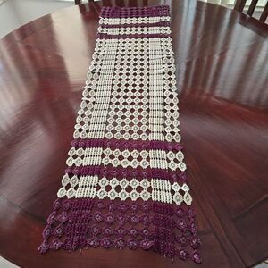 Table Runner Topper Square Vintage Dresser Scarf Burgundy Beige 41 x 11.5